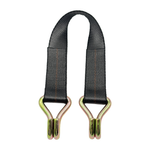 2" x 24" 1-Ply Strap Extension w/HD Double J Hook on Both Ends - Black