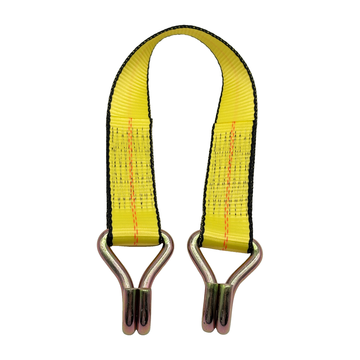 2" x 24" 1-Ply Strap Extension w/HD Double J Hook on Both Ends - Yellow