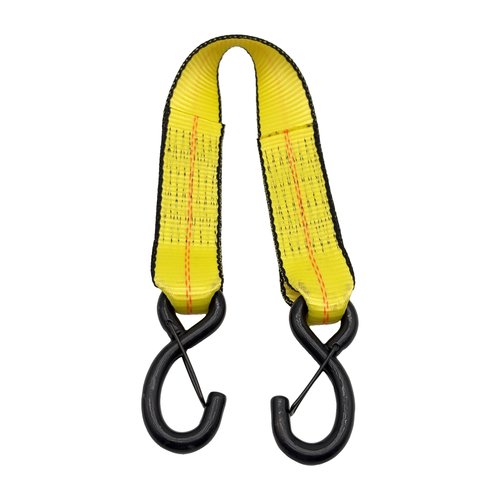 2" x 24" 1-Ply Strap Extension w/5,500 lb Break Strength Vinyl Coated S-Hooks w/Safety Latch on Both Ends - Yellow
