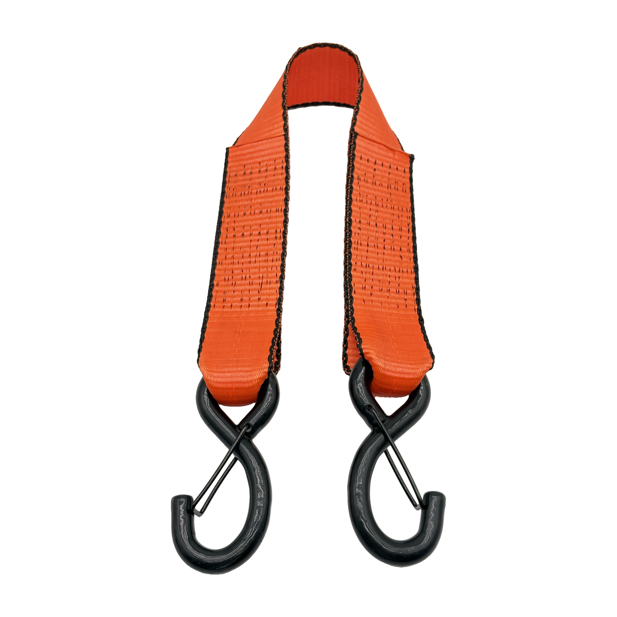 2" x 24" 1-Ply Strap Extension w/5,500 lb Break Strength Vinyl Coated S-Hooks w/Safety Latch on Both Ends - Orange