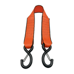2" x 24" 1-Ply Strap Extension w/5,500 lb Break Strength Vinyl Coated S-Hooks w/Safety Latch on Both Ends - Orange