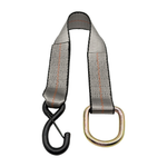 2" x 24" 1-Ply Strap Extension w/5,500 lb Break Strength Vinyl Coated S-Hook w/Safety Latch on One End w/2" D-Ring on Opposite End - Gray