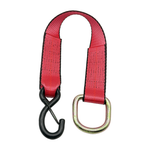 2" x 24" 1-Ply Strap Extension w/5,500 lb Break Strength Vinyl Coated S-Hook w/Safety Latch on One End w/2" D-Ring on Opposite End - Red