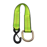 2" x 24" 1-Ply Strap Extension w/5,500 lb Break Strength Vinyl Coated S-Hook w/Safety Latch on One End w/2" D-Ring on Opposite End - Green