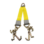 G70 V-Bridle HD Tow Strap w/3"x24" 3-Ply Center Legs w/Wear Pad Protected Eyes w/G70 Forged 5/8" Pear Link w/3" Forged Delta w/G70 R,T,J Hook Clusters