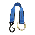 2" x 24" 1-Ply Strap Extension w/5,500 lb Break Strength Vinyl Coated S-Hook w/Safety Latch on One End w/2" D-Ring on Opposite End - Blue