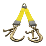 G70 V-Bridle HD Tow Strap w/3"x24" 3-Ply Center Legs w/Wear Pad Protected Eyes w/G70 Forged 5/8" Pear Link w/3" Forged Delta w/G70 Forged 4" Mini J, T, and 8" J Hook Clusters