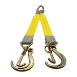 G70 V-Bridle HD Tow Strap w/3"x24" 3-Ply Center Legs w/Wear Pad Protected Eyes w/G70 Forged 5/8" Pear Link w/3" Forged Delta w/G70 Forged 4" Mini J, and 8" J Hook Clusters