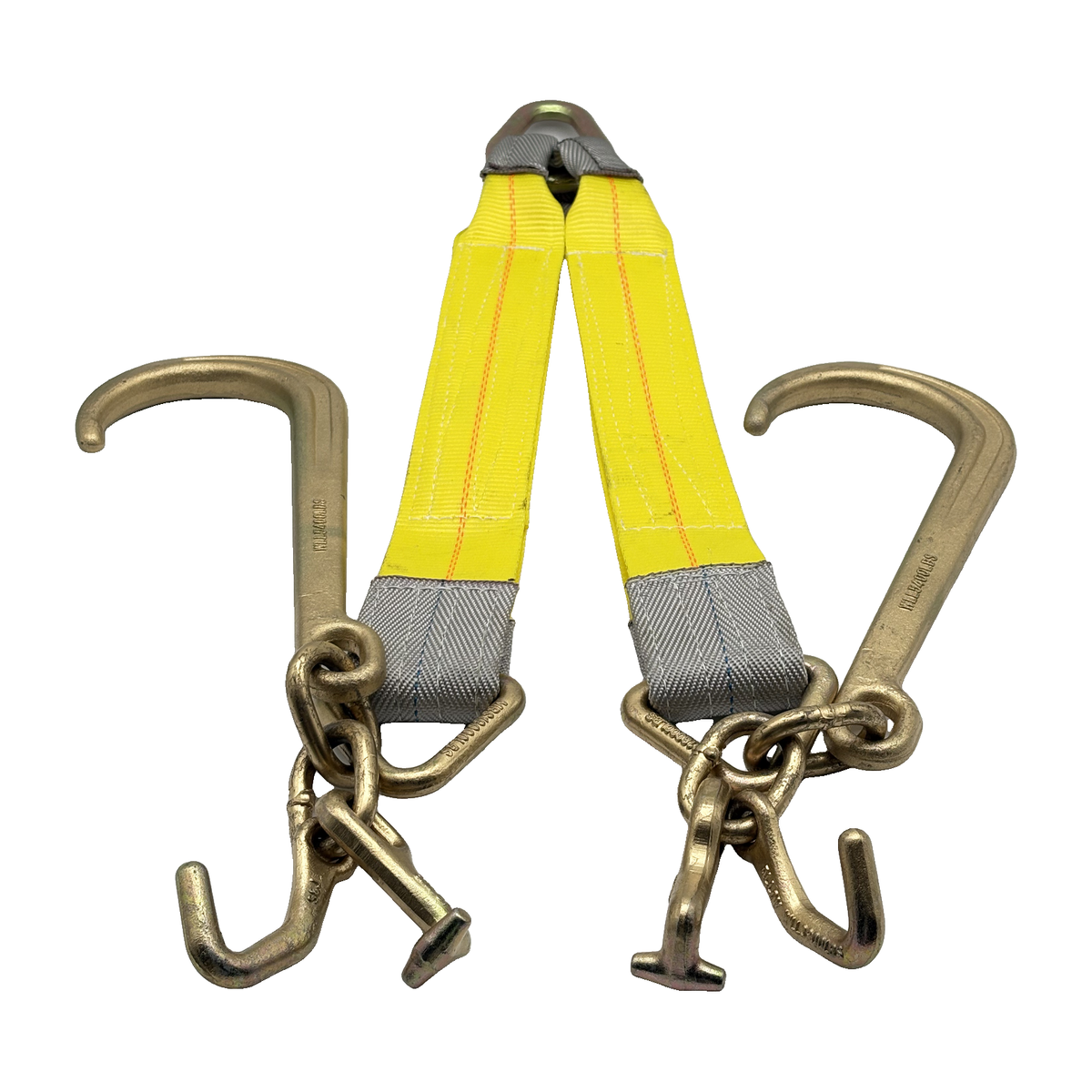 G70 V-Bridle HD Tow Strap w/3"x24" 3-Ply Center Legs w/Wear Pad Protected Eyes w/G70 Forged 5/8" Pear Link w/3" Forged Delta w/G70 Forged Datsun J, T Frame Hooks, 15" J Hooks