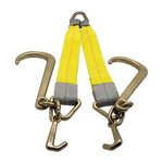 G70 V-Bridle HD Tow Strap w/3"x24" 3-Ply Center Legs w/Wear Pad Protected Eyes w/G70 Forged 5/8" Pear Link w/3" Forged Delta w/G70 Forged 4" Mini J Frame Hooks, 15" J Hooks