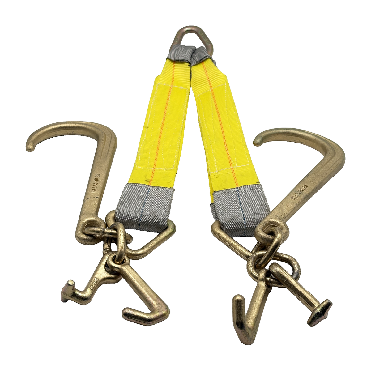G70 V-Bridle HD Tow Strap w/3"x24" 3-Ply Center Legs w/Wear Pad Protected Eyes w/G70 Forged 5/8" Pear Link w/3" Forged Delta w/G70 Forged 4" Mini J, T Frame Hooks, 15" J Hooks