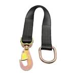 2" x 24" 1-Ply Strap Extension w/Twisted Flat Snap Hook on One End w/2" D-Ring on Opposite End - Black