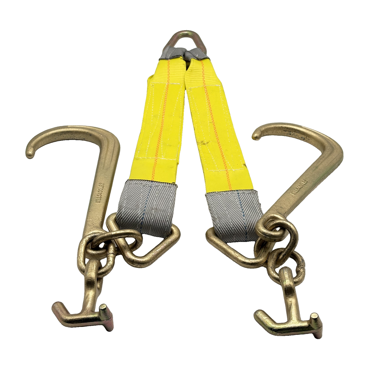 G70 V-Bridle HD Tow Strap w/3"x24" 3-Ply Center Legs w/Wear Pad Protected Eyes w/G70 Forged 5/8" Pear Link w/3" Forged Delta w/G70 Forged T-J Combo Frame Hooks, 15" J Hooks