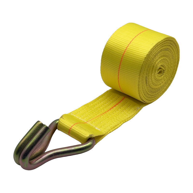 4"x30' Winch Strap w/4" Double J Hooks (Yellow)