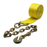 4"x30' Winch Strap w/G70 3/8"x24" Chain Tail w/Forged 3/8" Grab Hook (Yellow)
