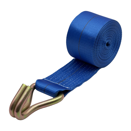 4"x30' Winch Strap w/4" Double J Hooks (Blue)