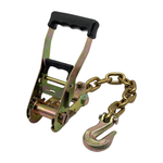 2" Long Wide Rubber Handle Ratchet w/G70 5/16"x12" Chain Tail w/Forged 5/16" Clevis Grab Hook