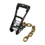 2" Premium MMS Black Rubber Long Wide Handle Ratchet Buckle w/G70 5/16"x12" Chain Tail