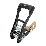 2" Premium MMS Black Rubber Long Wide Handle Ratchet Buckle w/Attaching Flat Snap Hook
