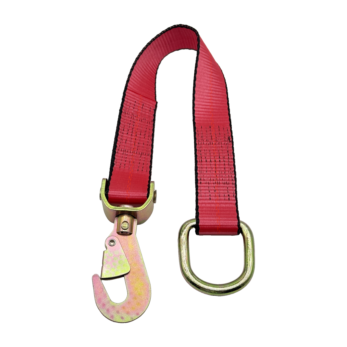 2" x 24" 1-Ply Strap Extension w/Twisted Flat Snap Hook on One End w/2" D-Ring on Opposite End - Red