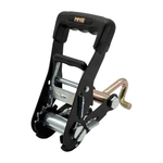2" Premium MMS Black Rubber Wide Handle Ratchet Buckle w/Attaching Bent J Hook