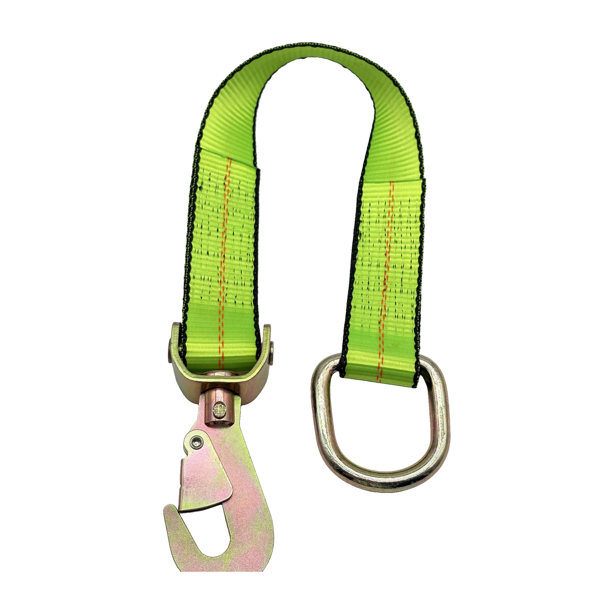 2" x 24" 1-Ply Strap Extension w/Twisted Flat Snap Hook on One End w/2" D-Ring on Opposite End - Green