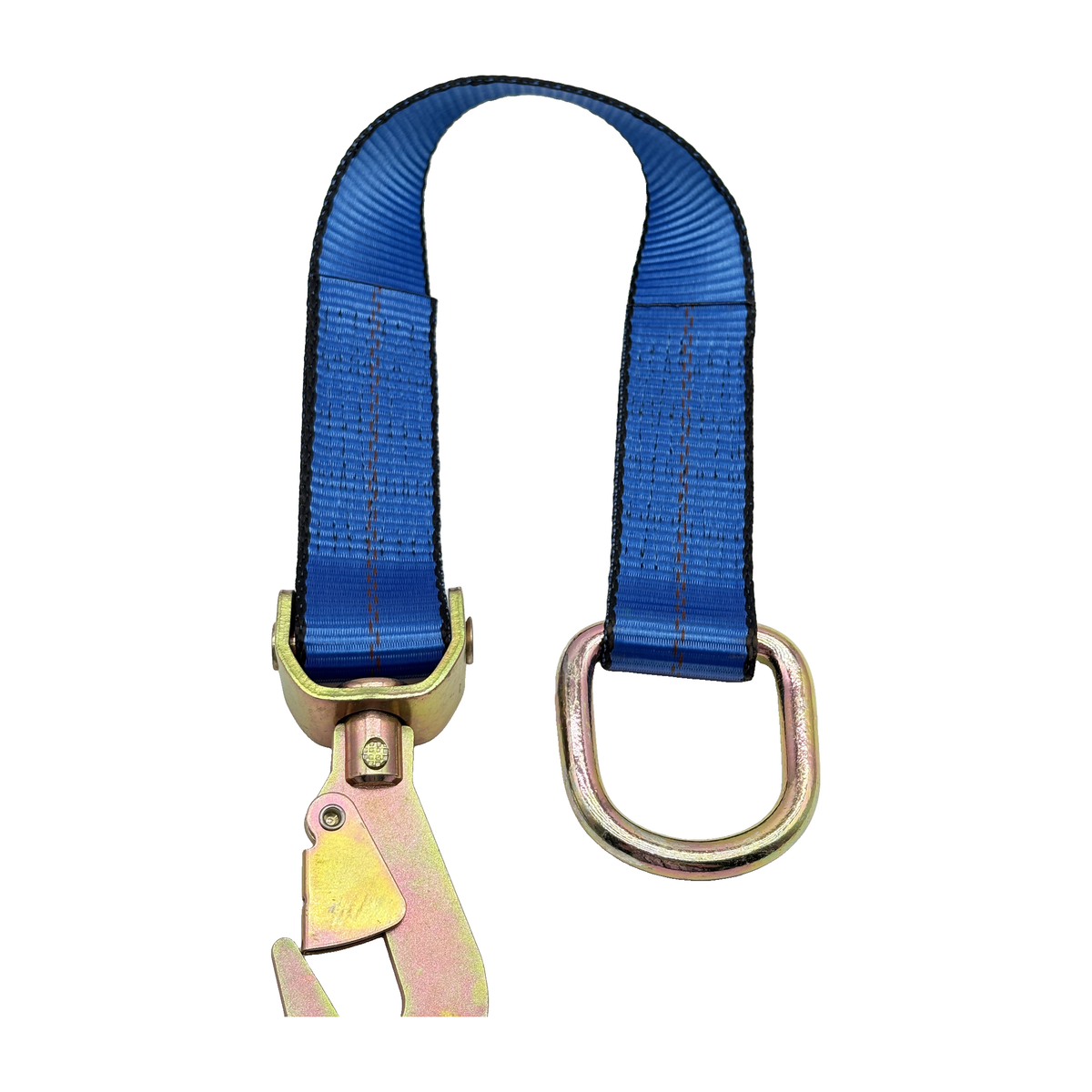 2" x 24" 1-Ply Strap Extension w/Twisted Flat Snap Hook on One End w/2" D-Ring on Opposite End - Blue