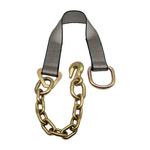 2" x 24" 1-Ply Strap Extension w/D-Ring on One End w/G70 5/16" x 12" Chain Tail w/G70 5/16" Forged Grab Hook on Opposite End - Gray