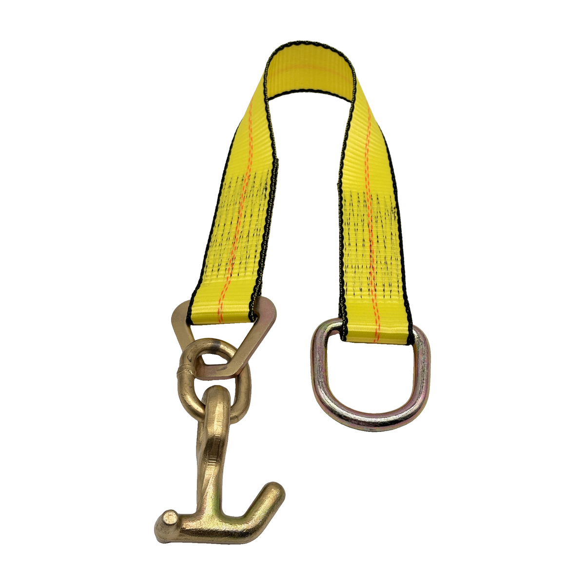 2" x 24" 1-Ply Strap Extension w/D-Ring on One End w/"T/J" Combo Frame Hook on Opposite End - Yellow