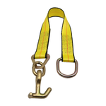 2" x 24" 1-Ply Strap Extension w/D-Ring on One End w/"T/J" Combo Frame Hook on Opposite End - Yellow