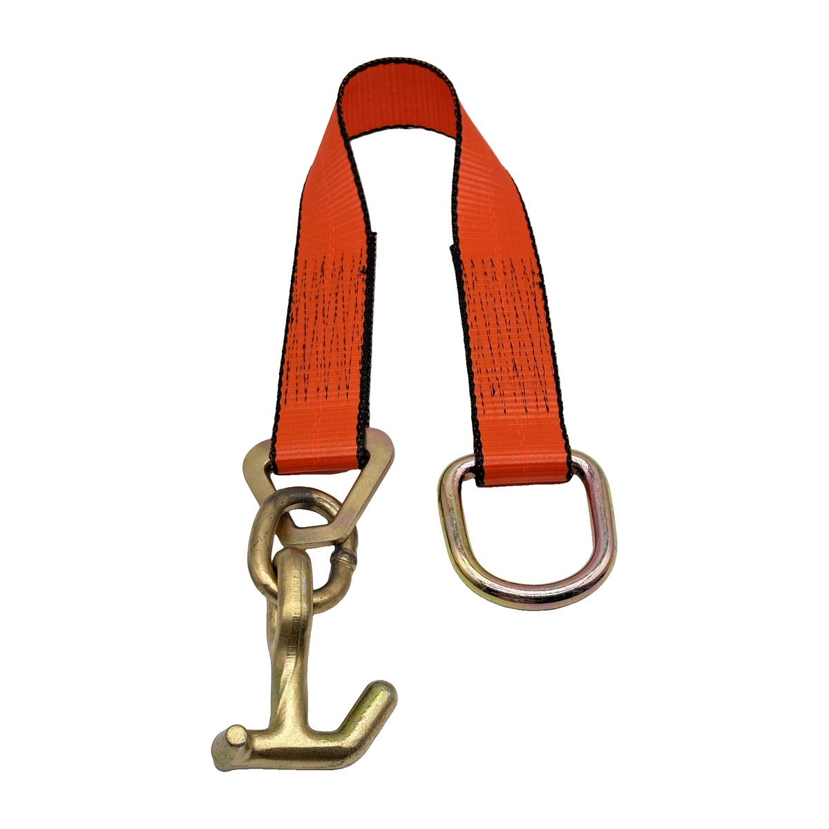 2" x 24" 1-Ply Strap Extension w/D-Ring on One End w/"T/J" Combo Frame Hook on Opposite End - Orange