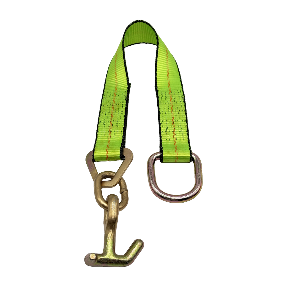 2" x 24" 1-Ply Strap Extension w/D-Ring on One End w/"T/J" Combo Frame Hook on Opposite End - Green