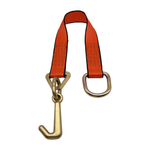 2" x 24" 1-Ply Strap Extension w/D-Ring on One End w/4" Mini "J" Frame Hook on Opposite End - Orange