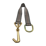 2" x 24" 1-Ply Strap Extension w/D-Ring on One End w/4" Mini "J" Frame Hook on Opposite End - Gray