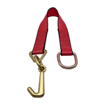 2" x 24" 1-Ply Strap Extension w/D-Ring on One End w/4" Mini "J" Frame Hook on Opposite End - Red
