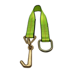 2" x 24" 1-Ply Strap Extension w/D-Ring on One End w/4" Mini "J" Frame Hook on Opposite End - Green