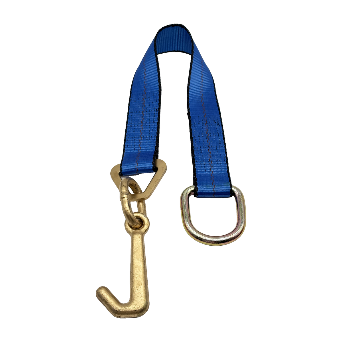 2" x 24" 1-Ply Strap Extension w/D-Ring on One End w/4" Mini "J" Frame Hook on Opposite End - Blue