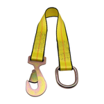2" x 24" 1-Ply Strap Extension w/D-Ring on One End w/Tapered Flat Snap Hook on Opposite End - Yellow