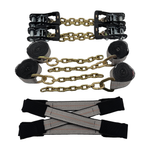 8 Point Tie Down Kit 2"x14' 100% American Made 12,000 lbs Break Strength Webbing w/G70 5/16"x12" Chain Tail Ends, "Dog Bone" Eye Loops w/Wear Pads & MMS Premium HD Ratchets (Gray)