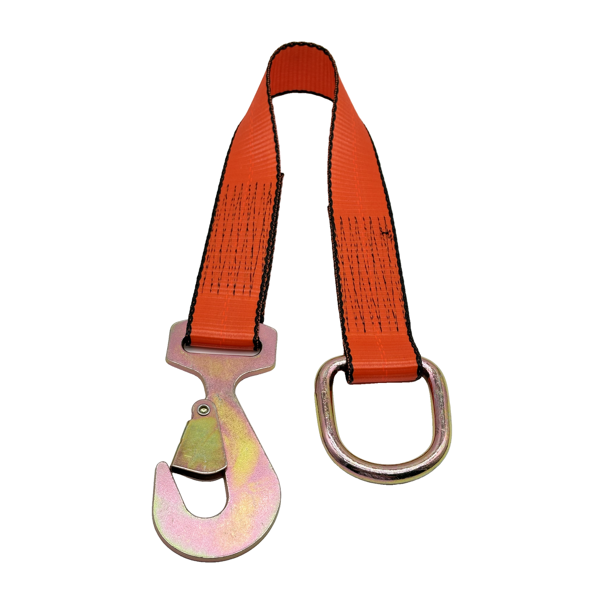 2" x 24" 1-Ply Strap Extension w/D-Ring on One End w/Tapered Flat Snap Hook on Opposite End - Orange