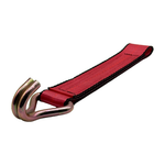 2" x 12" HD 3 Ply Center Short End/Ratchet Buckle End w/Heavy Duty 2" Double "J" Hook - Red