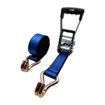 2" x 27' MMS Long-Handle Ratchet Strap w/Double-J Hook - Blue