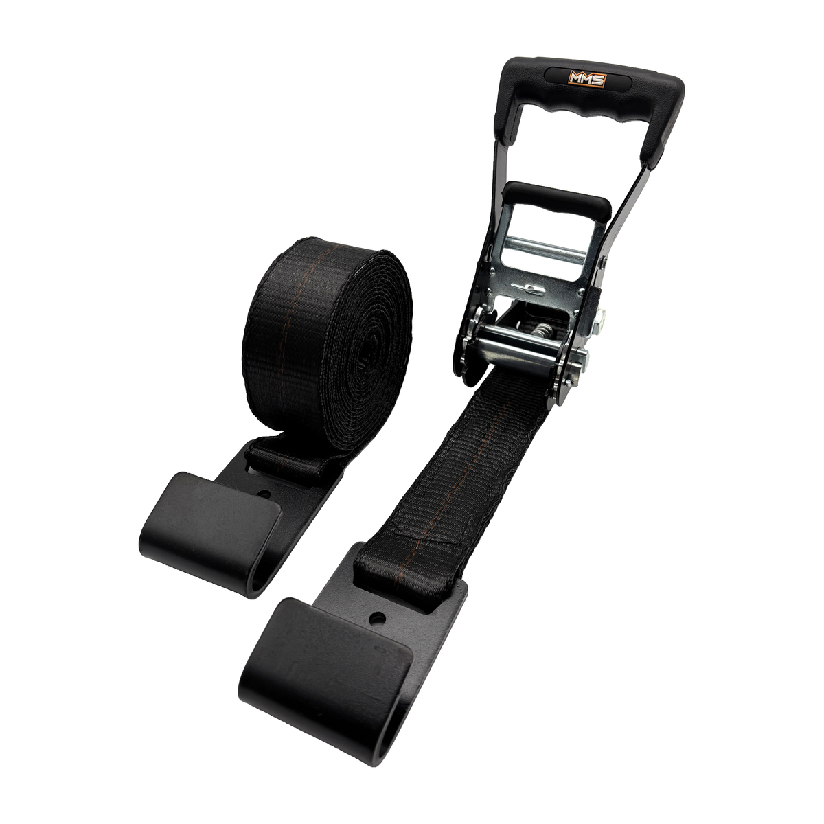 2" x 27' MMS Short-Handle Ratchet Strap w/Flat Hook - Black