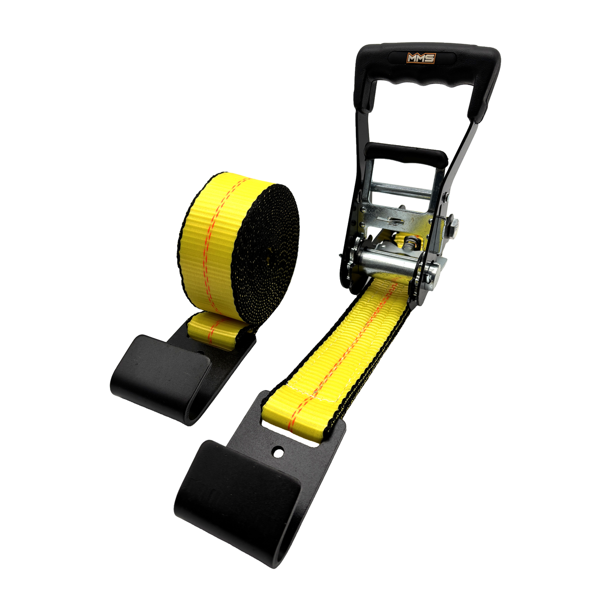 2" x 27' MMS Short-Handle Ratchet Strap w/Flat Hook - Yellow