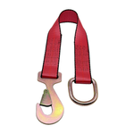 2" x 24" 1-Ply Strap Extension w/D-Ring on One End w/Tapered Flat Snap Hook on Opposite End - Red