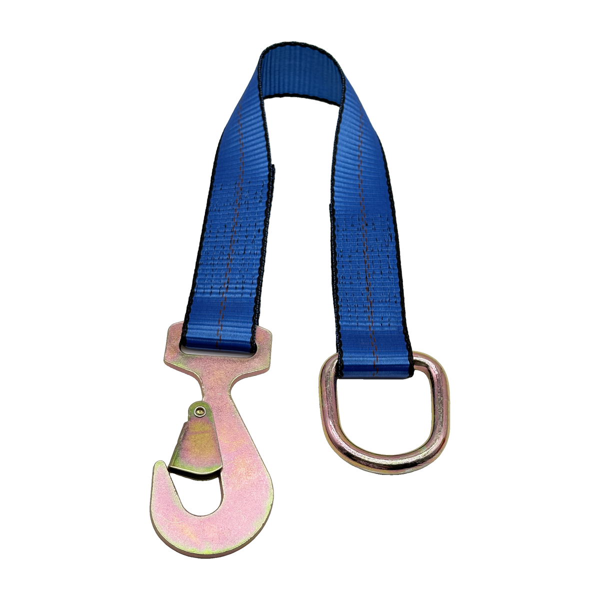 2" x 24" 1-Ply Strap Extension w/D-Ring on One End w/Tapered Flat Snap Hook on Opposite End - Blue