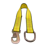 2" x 24" 1-Ply Strap Extension w/D-Ring on One End w/Flat Snap Hook on Opposite End - Yellow