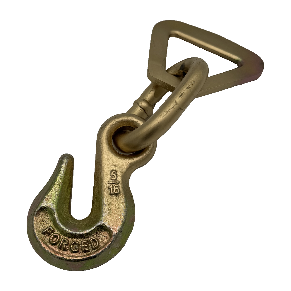 G70 Forged 5/16" Grab Hook Attached w/.437 Welded Link & 2" 10K Break Strength Flat Delta