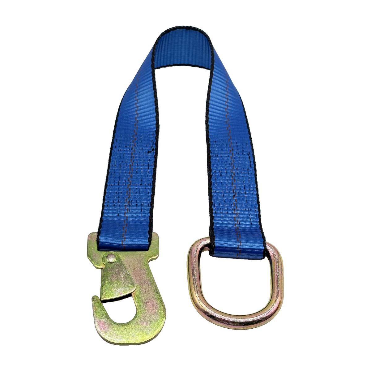 2" x 24" 1-Ply Strap Extension w/D-Ring on One End w/Flat Snap Hook on Opposite End - Blue