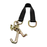 2" x 24" 1-Ply Strap Extension w/D-Ring on One End w/R, T, J Hook Cluster on Opposite End - Black